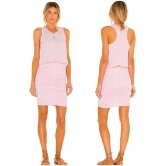 Sundry Sleeveless Ruched Tank Dress Pink Size 2‎ Racer Back Soft Cotton Blend - Picture 1 of 6